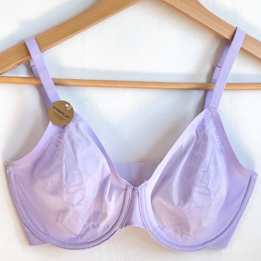 NWT Wacoal Ultimate Lift Underwire Bra 32DD Pastel Lilac Floral 855380
